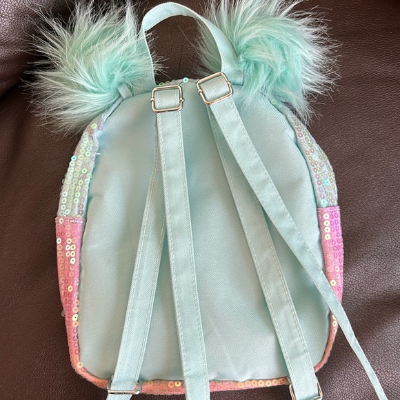 Justice Pom Pom sequin Ombre small / mini backpack bookbag - Picture 16 of 16